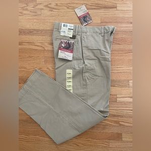 Dockers Iconic khaki pants, flat front, relaxed fit, size 14 slim, uniform pant.